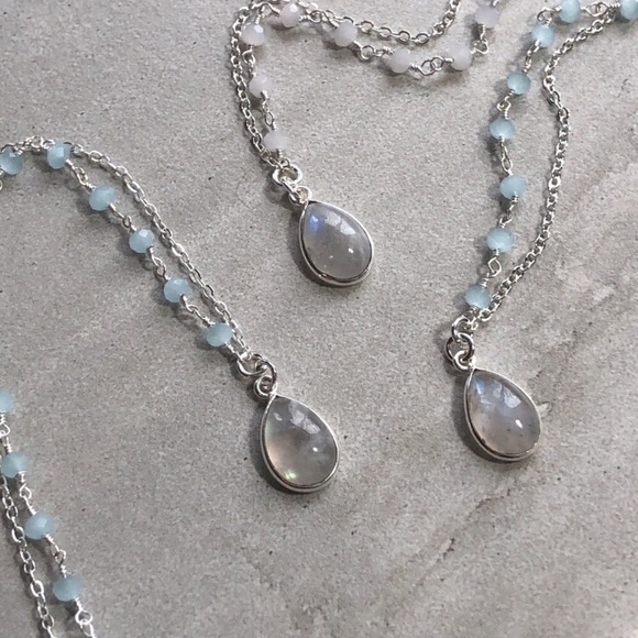 Rainbow Moonstone Rosary Chain Necklace - Picture 5 of 8